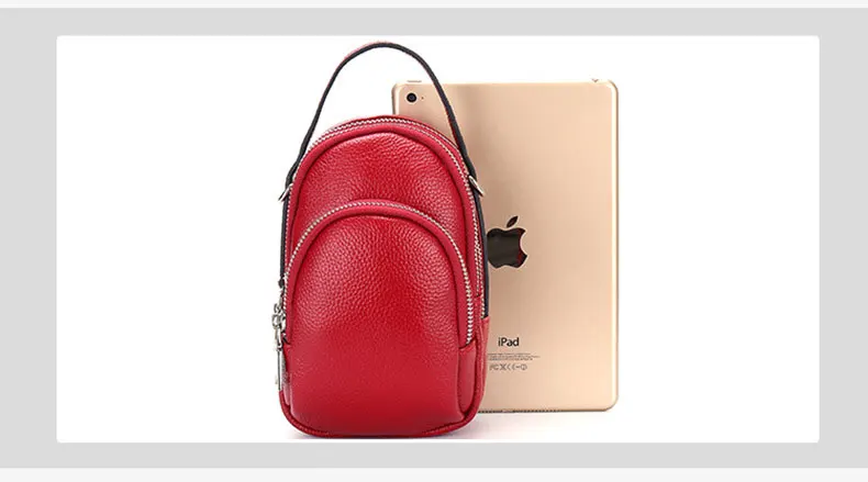 Маленькая сумка на одно плечо, женская сумка из натуральной кожи, новинка, модная сумка с карманом для телефона, простая Женская многослойная Сумка На Молнии