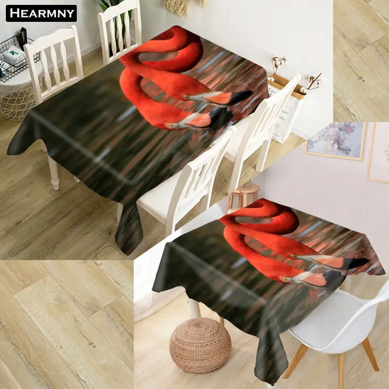 Скатерть HEARMNY Flamingo 3D Ткань Оксфорд квадратная/прямоугольная Пылезащитная крышка
