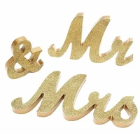 romantic vintage mr mrs silver gold wooden letters sign mariage wedding party top table decoration photography 10 set za5681