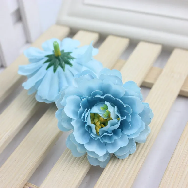 sky blue 10 шт. в упаковке Искусственный Розовый Шелковый цветок Свадебная гирлянда домашний Декор цветок имитация цветок шапка-Подсолнечник одежда 5,8 см - Цвет: sky blue