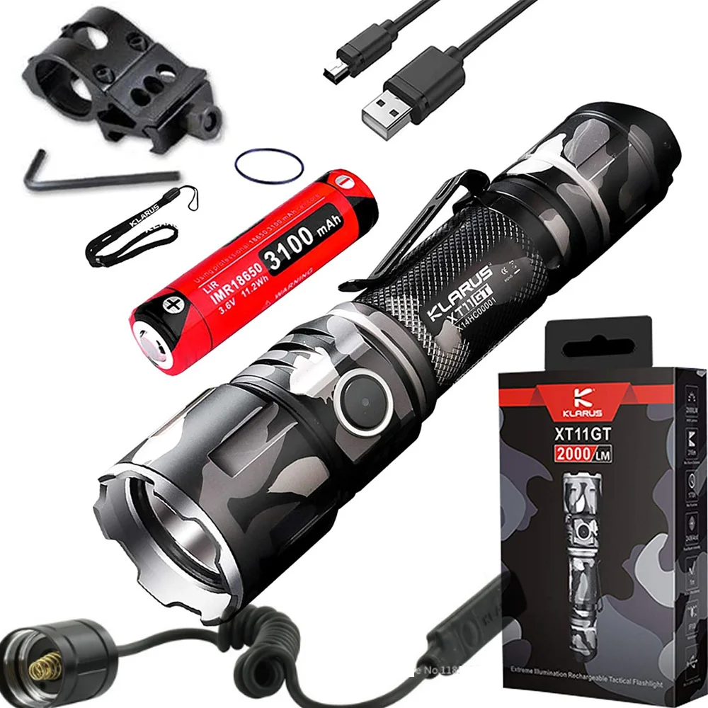 Кларус XT11GT 2000 люмен CREE XPH35 HD E4 светодиодный тактический фонарь USB Перезаряжаемые