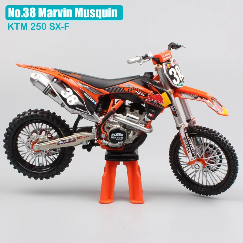 1:12 Масштаб KTM 250 SXF red bull № 38 Марвин Musquin мотоцикл литая под давлением модель redbull Мотокросс для гоночных автомобилей велосипедов игрушка модель миниатюры