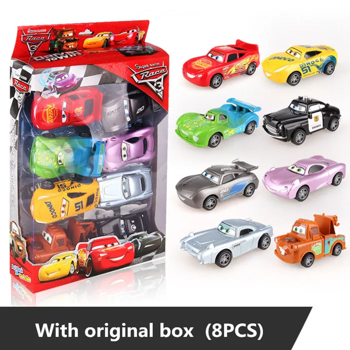 8pcs with box 7 шт./компл. disney "тачки 3 Lightning McQueen Джексон Storm Мак дядя грузовик 1:55 литая игрушечная машинка Подарочные игрушки для детей - Цвет: 8pcs with box