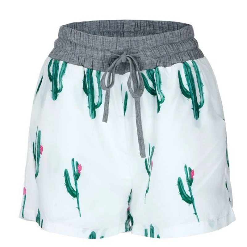Новинка 2018 женские повседневные летние шорты с принтом кактуса и эластичной