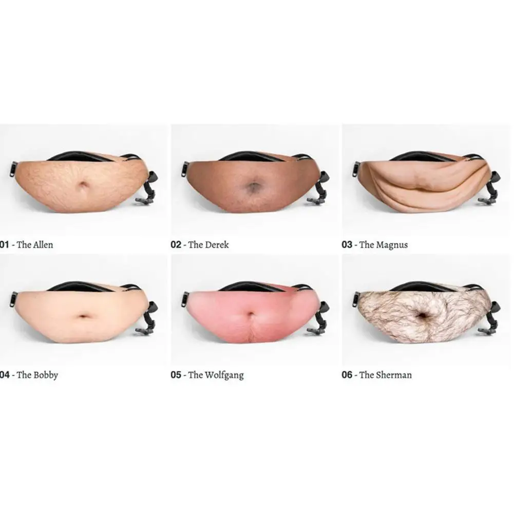 Mounchain Men Father Funny Xmas Gift 3D Print Fake Belly Waist Bag Splash-proof Nylon Pocket | Спорт и развлечения