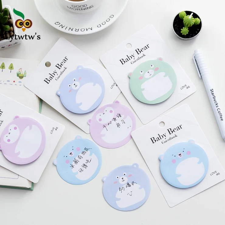 5 шт. Lytwtw в Корейском стиле Kawaii Липкие заметки с медведем креативный блокнот для