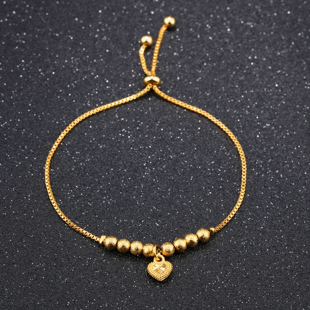 OPK роскошный золотой цвет браслеты для женщин тусклый полированный шарик и