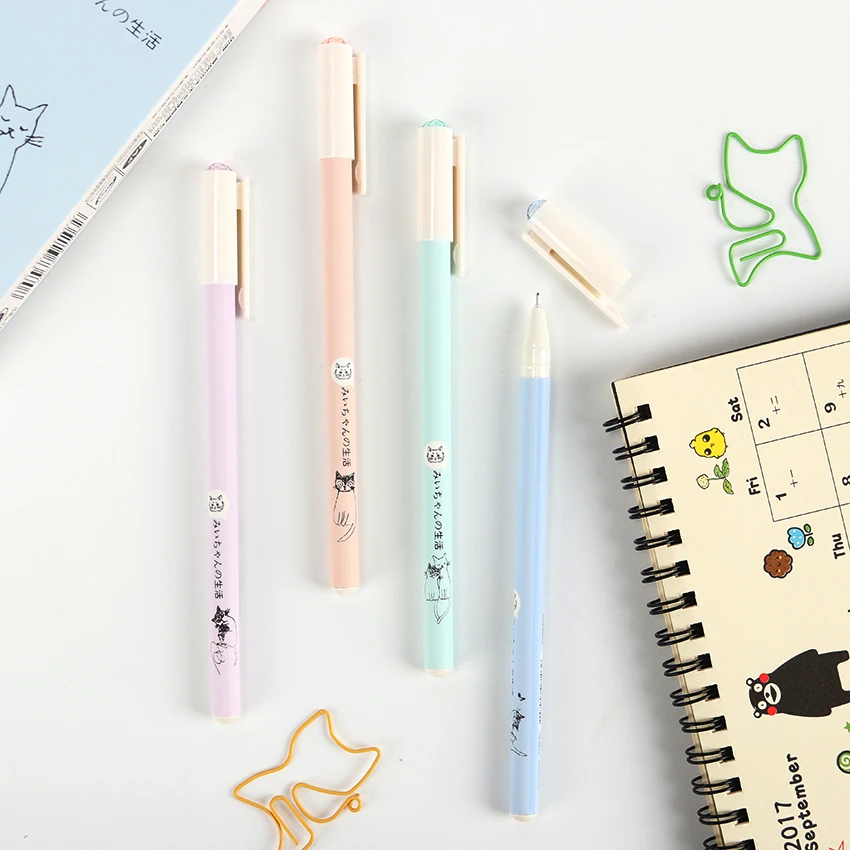 TENFON 0,38 мм милый Кот гелевая ручка Papelaria мультфильм Kawaii школьные принадлежности студенческие канцелярские принадлежности черные чернила Ручка G-9515