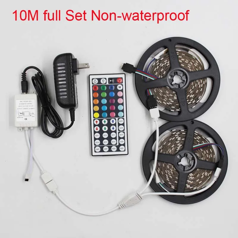 5050 RGB led ленточный светильник 5 м 10 м 30 светодиодный/м гибкий ip 20 водонепроницаемый неоновый светильник tira ленточная лента 44 к контроллер постоянного тока 12 В набор адаптеров