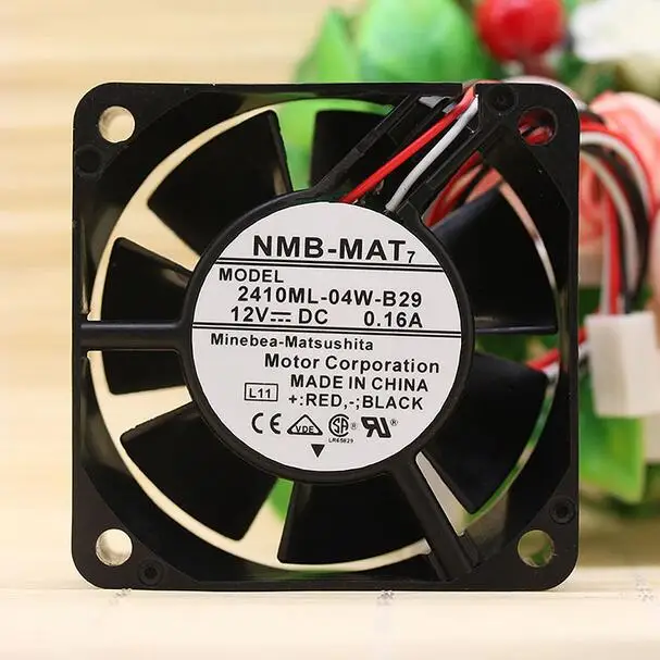 Оригинальный прочный трехпроводной двойной шариковый вентилятор NMB 2410ML-04W-B29 6025 6