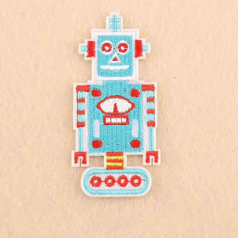 6 Милые железные нашивки в виде робота для одежды Mr Robot вышитые железные наклейки на одежду нашивки для одежды - Цвет: 6