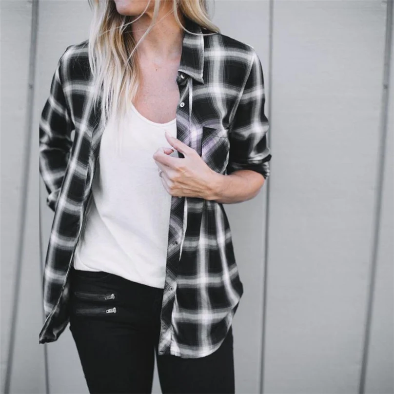 New Brand 2018 Plus Size Women Blouse Shirt Casual Loose Clothing Punk Style Big Plaid S-XL #NNTW |