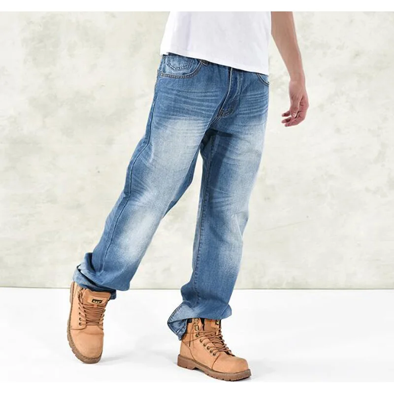 New Men jeans Fashion Popular skateboard pants baggy Men's Hip Hop Leisure Trousers large size 30-46 | Мужская одежда