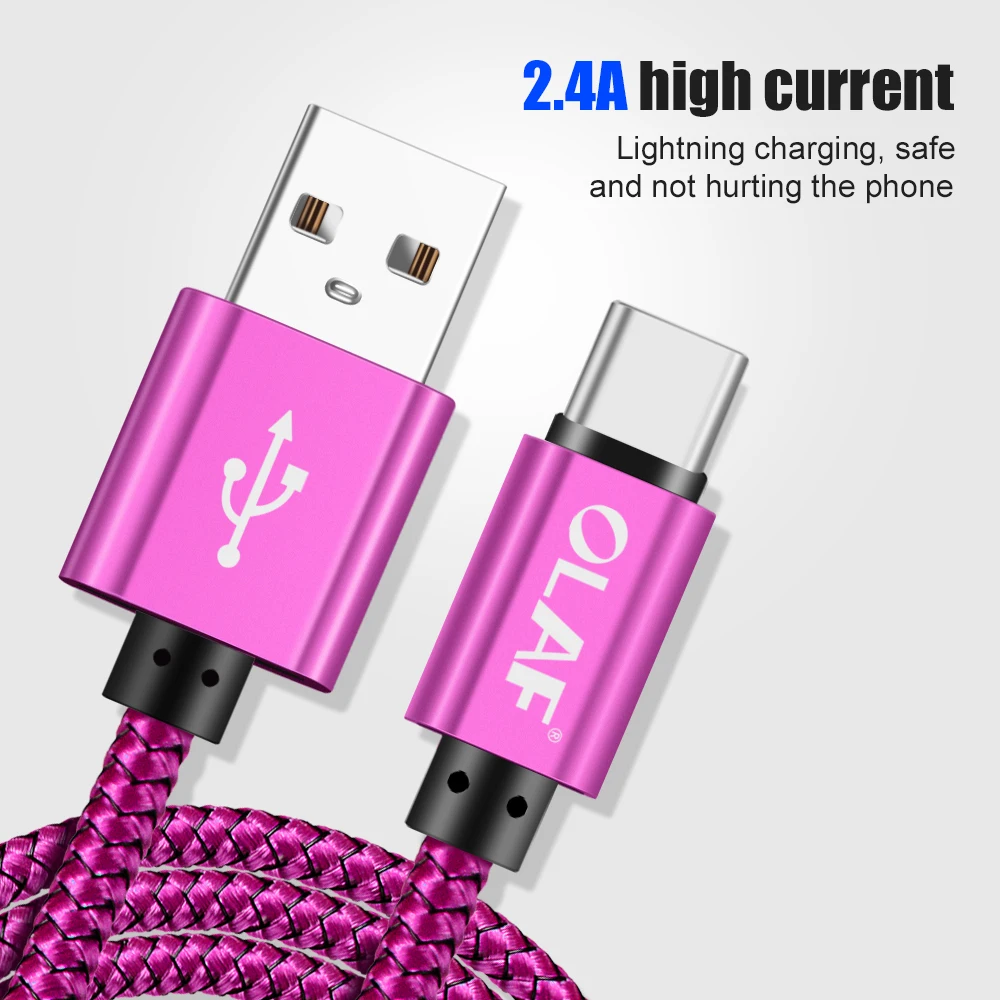 Кабель USB Type-C Olaf кабель C для быстрой зарядки и передачи данных Samsung S8 S9 Xiaomi mi 8 Huawei