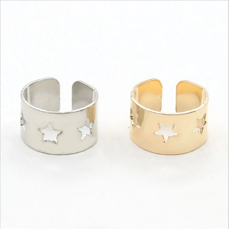 Фото Новые полые серьги гвоздики в форме сердца звезды для женщин золотой цвет