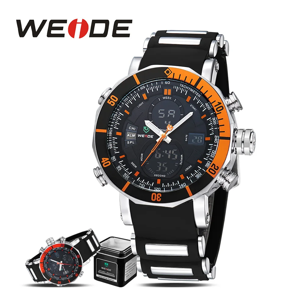 WEIDE мужские часы роскошные новые Кварцевые Relogio цифровые lcd военные Аналоговые