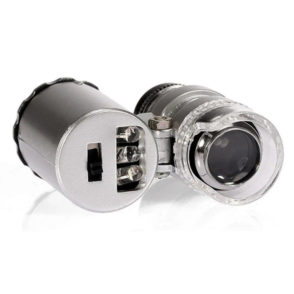 Portable Handheld 60x Pocket Microscope Loupe Jeweler Magnifier With LED Light Free Rotation Adjustable Focus | Инструменты