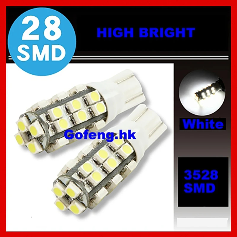 Бесплатная доставка 50 шт./лот DC12V T10 28 Smd Led 28Smd 28Led 1210 3528 авто свет LED клиновидная