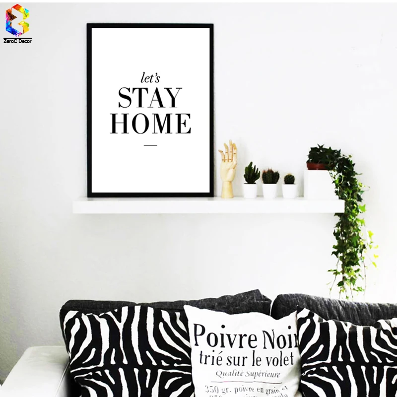 Nordic Minimalist Typography Stay Home Quotes Art Print Painting Poster Wall Pictures For Decoration Hogar decor | Дом и сад