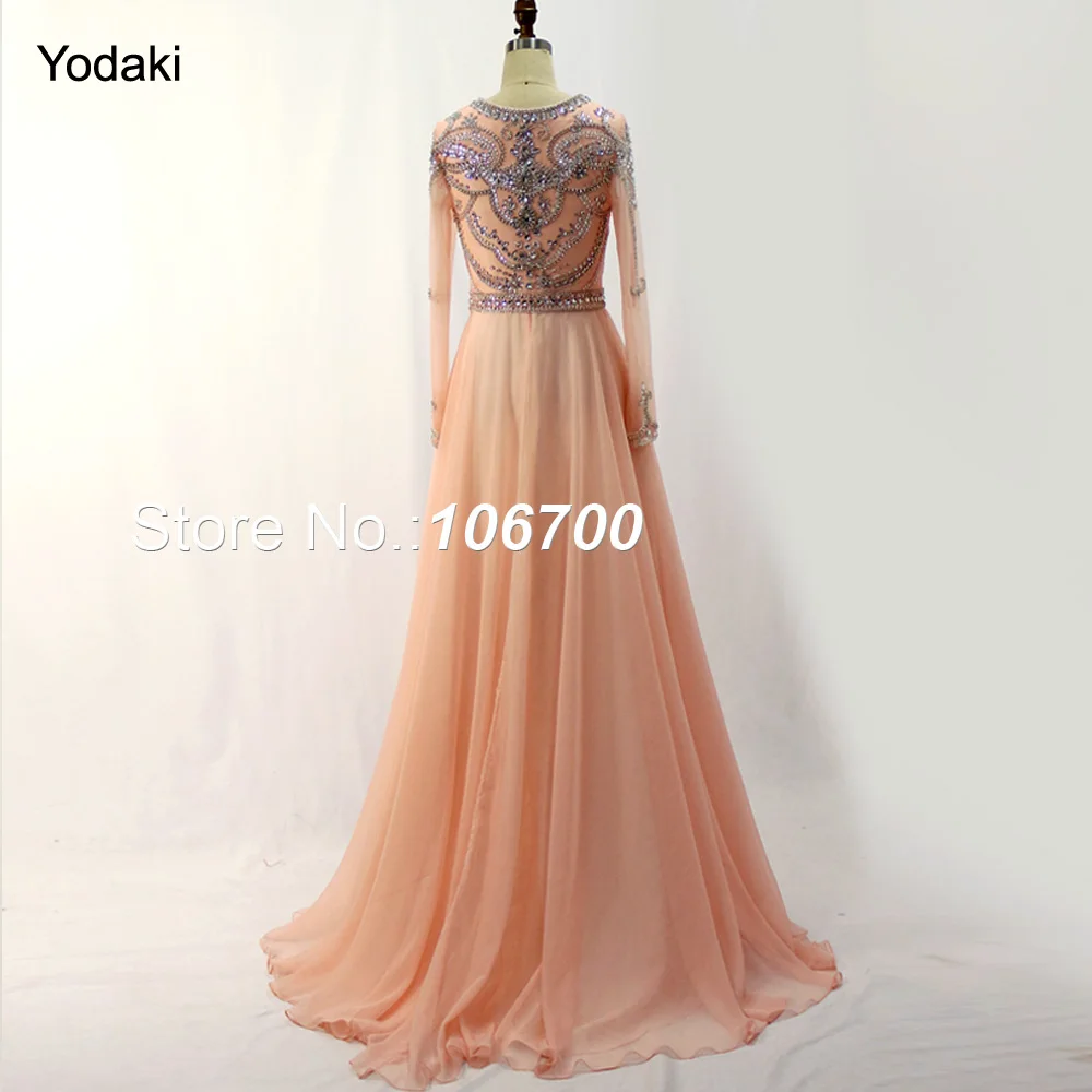 Шифоновое платье ручной работы с длинными рукавами и кристаллами|robe de bal|evening