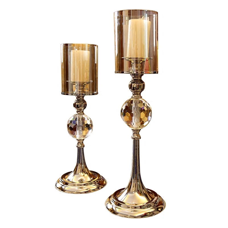 

vintage Europe Metal glass Candle Holder dining table Candlestick home decor crafts room decoration objects wedding statue gifts