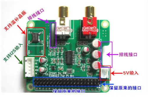 I2S HiFi DAC ES9023 Плата расширения декодирующая плата кодировщик для raspberry pi2 pi3 B