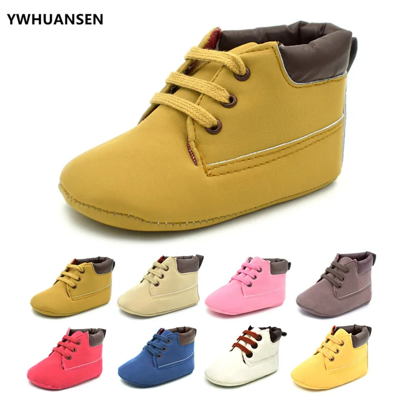 

YWHUANSEN Soft Bottom Soled PU Babies' Booty Shoes Khaki Unisex First Walkers Spring Autumn Toddler Prewalker All For Newborns