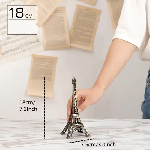 18cm Tower VILEAD 6 Size Zinc Alloy Paris Tower Model Figurines European Building Crafts Gift Office Home Decoration Hogar Ornaments - Color: 18cm Tower