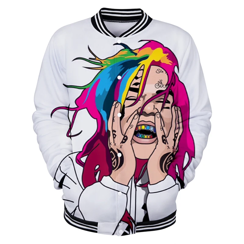 LUCKYFRIDAYF 6ix9ine модная бейсбольная куртка в стиле хип хоп 3d Мужская Женская толстовка