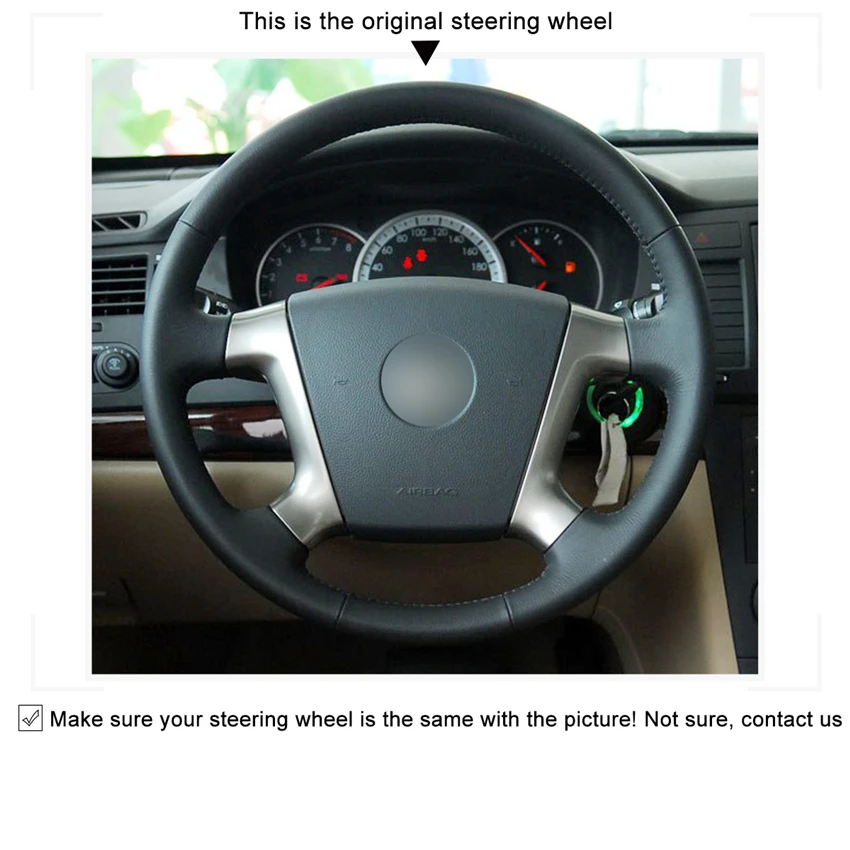 MEWANT Hand-Stitched Comfortable Black Artificial Leather Steering Wheel Cover for Chevrolet Epica 2006 2007 2008 2009 2010 2011 |