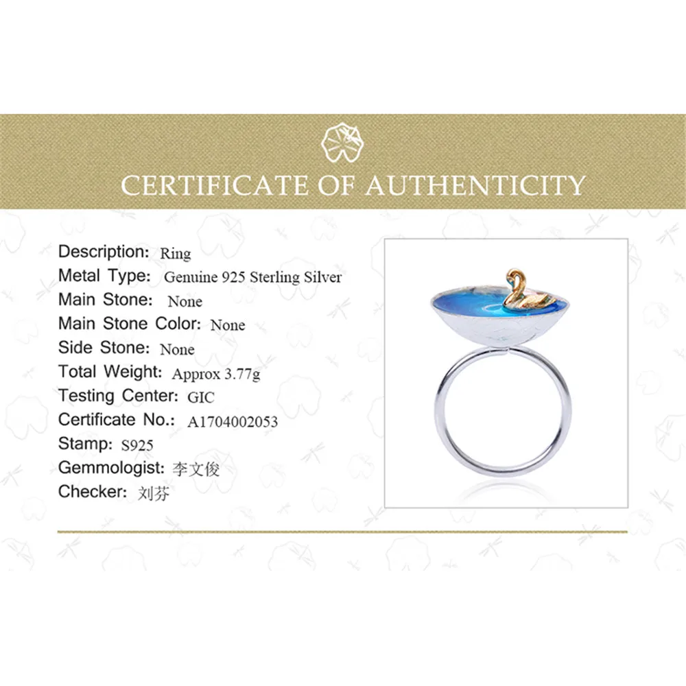 Lotus Fun Real 925 Sterling Silver Natural Creative Handmade Designer Fine Jewelry Poetic Swan In The Sea Rings for Women Bijoux | Украшения