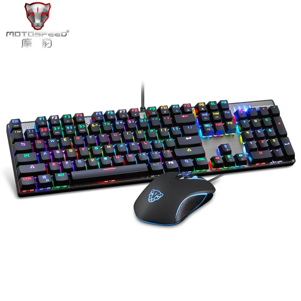 Motospeed CK888 Механическая Проводная клавиатура с USB игровой клавиатурой RGB