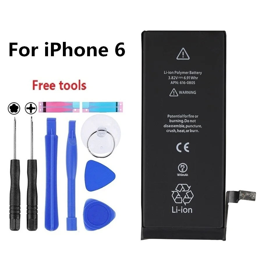 Оригинальная литиевая батарея для Apple iPhone 6 S 7 5s 5 сменные батареи Внутренняя