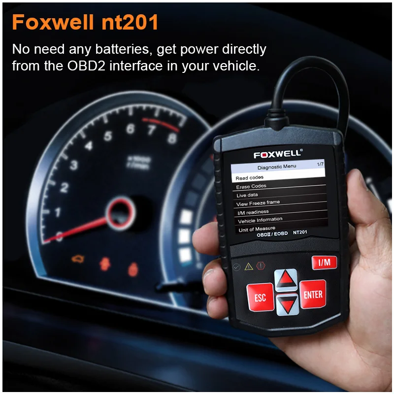 FOXWELL NT201 автомобиля OBD2 двигателя ошибка Reader Сканер выключите MIL индикатор