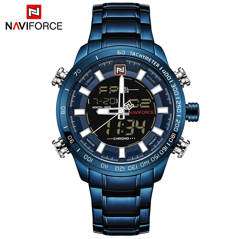 NAVIFORCE 9093 Роскошные для мужчин's Chrono спортивные часы бренд Военная Униформа