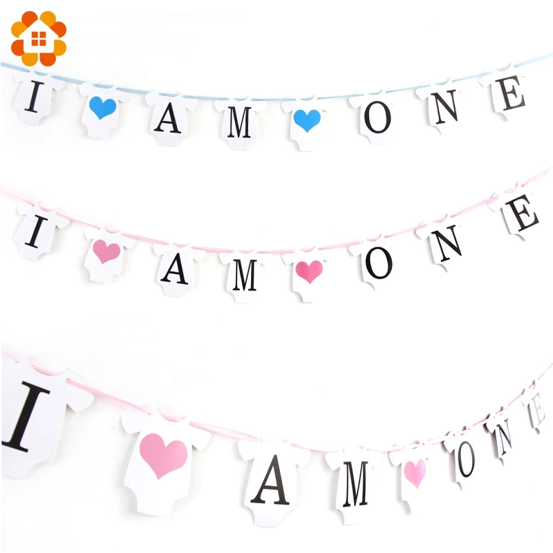 Гирлянда с баннером I AM ONE 1 комплект для мальчиков и девочек Фотофон бумажным