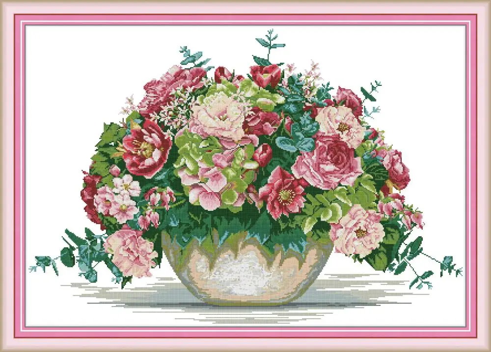 

Hydrangea bouquet cross stitch kit aida 14ct 11ct count print canvas cross stitches needlework embroidery DIY handmade