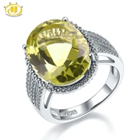 hutang 8 58ct lemon quarts women wedding ring natural gemstone solid 925 sterling silver cocktail rings fine jewelry for gift