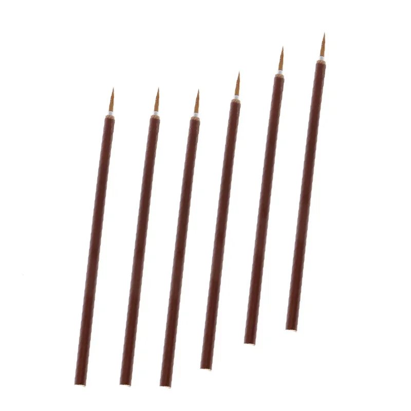 6pcs 1/6/10 шт. акварель кисти Волк волос акварельных цветов Краски из бамбука художника Краски щетки с круглой головкой ручка изображают перо - Цвет: 6pcs