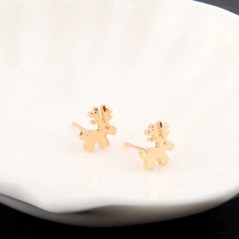 New Punk Gold Color Cute Elk Crystal Earrings Fashion Simple Design Geometric Hook Stud for Women Jewelry Accessories | Украшения и
