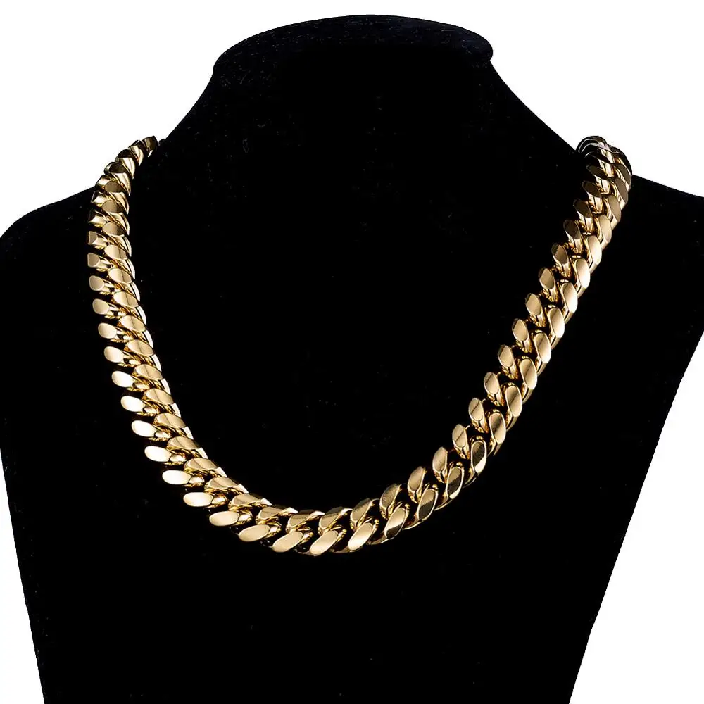

6/8/10/12/14/16/18mm Stainless Steel Gold Cuban Miami Chain Necklace Or Bracelet Men's Women's Fashion Retro Jewelry 7-40inch