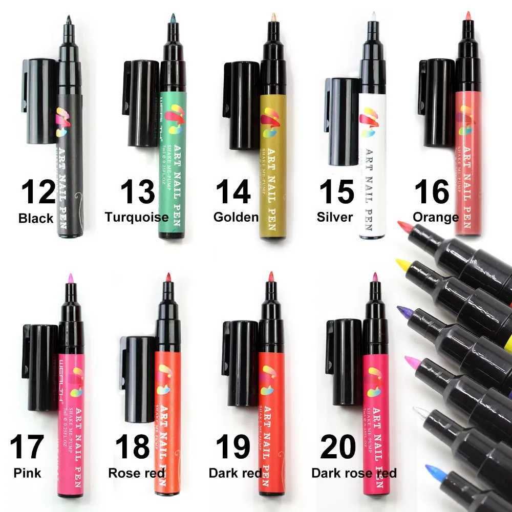 Nail Art Pen Картина Дизайн Инструмента 24 цветов на Выбор Рисование Гель Легко Сделано