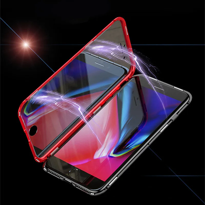 Чехол для Apple iPhone X XR XS Max 7 8 Plus магнитный двухсторонний чехол телефона из