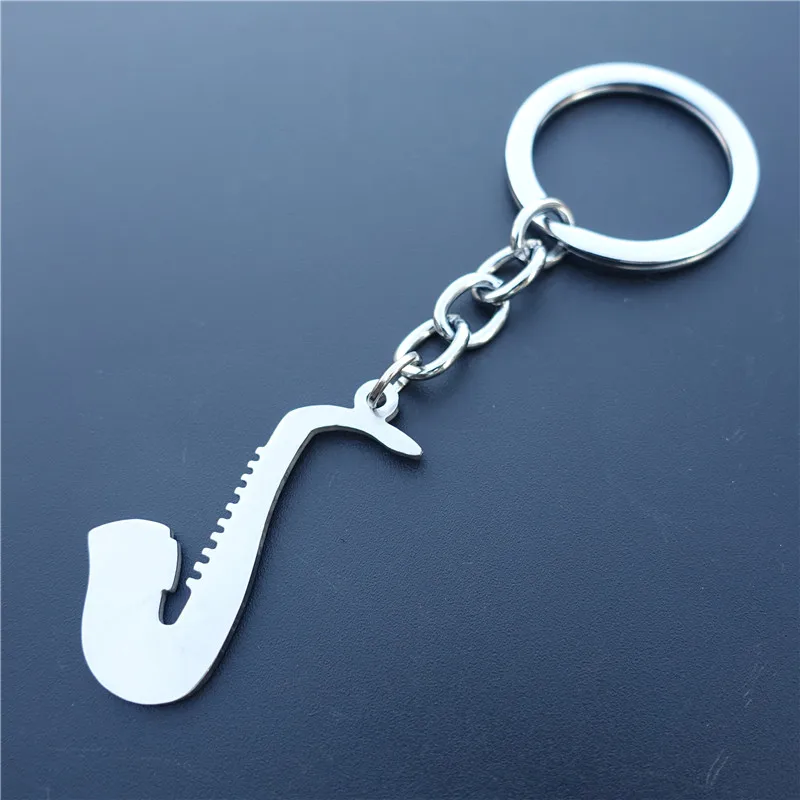 

Stainless Steel Keychains Saxophone Keyring Trendy Jewelry For Men