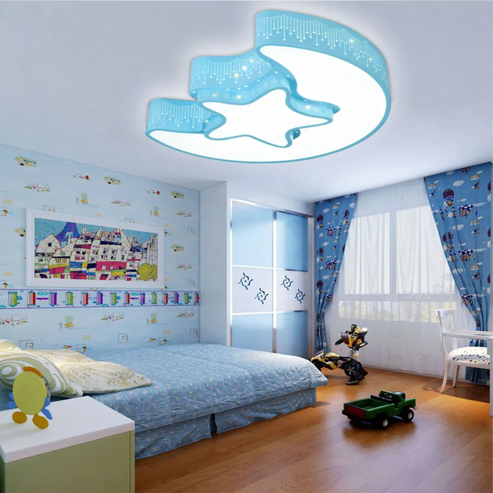 Vintagelll Modern Minimalist Half Moon Stars Children's Room Bedroom Ceiling Lights Boy and Girl Cute Cartoon LED Lamps | Освещение