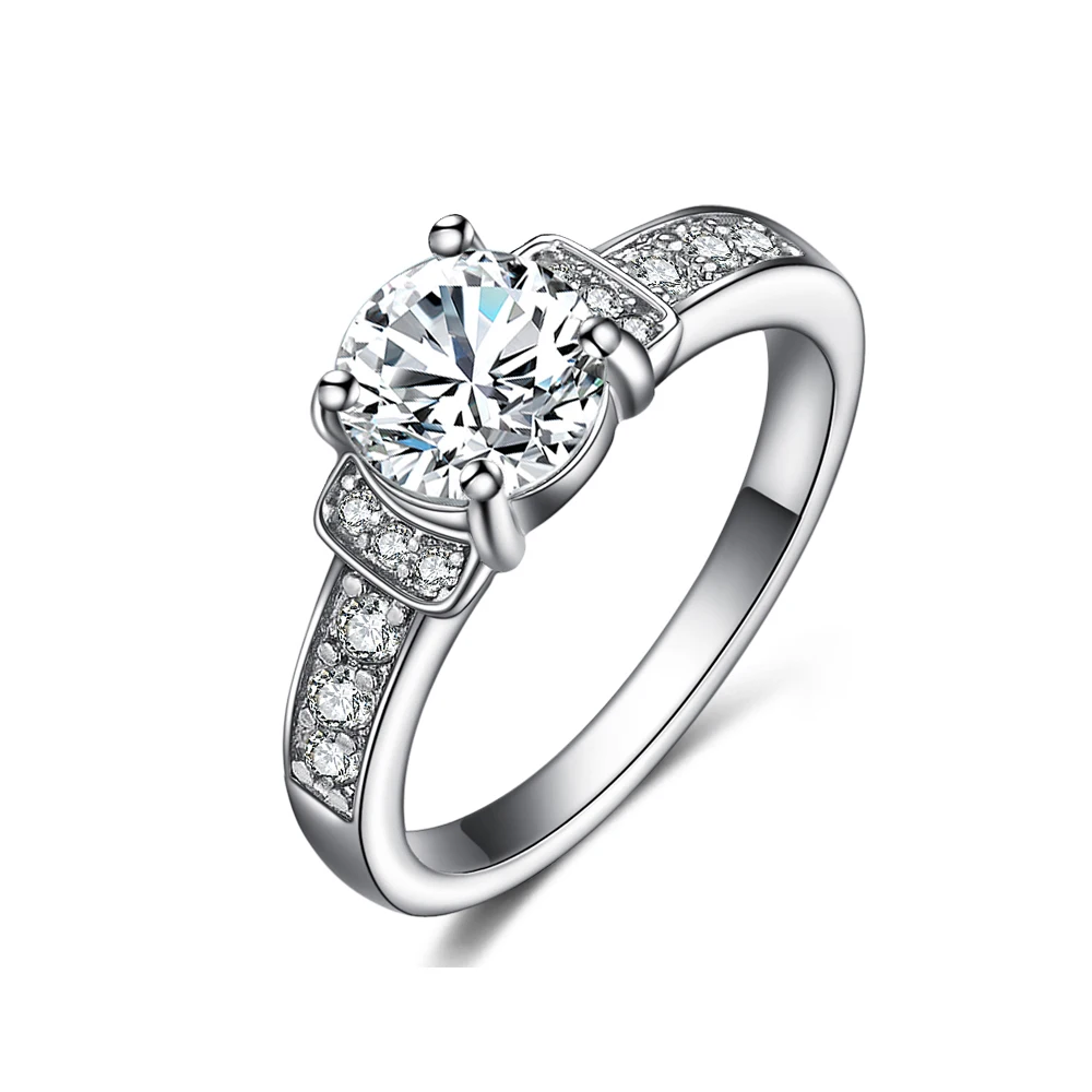 New High Quality Fashion Silver Plated Crown Rings for Women Elegant CZ Crystal Party Engagement Ring Jewelry R186 | Украшения и