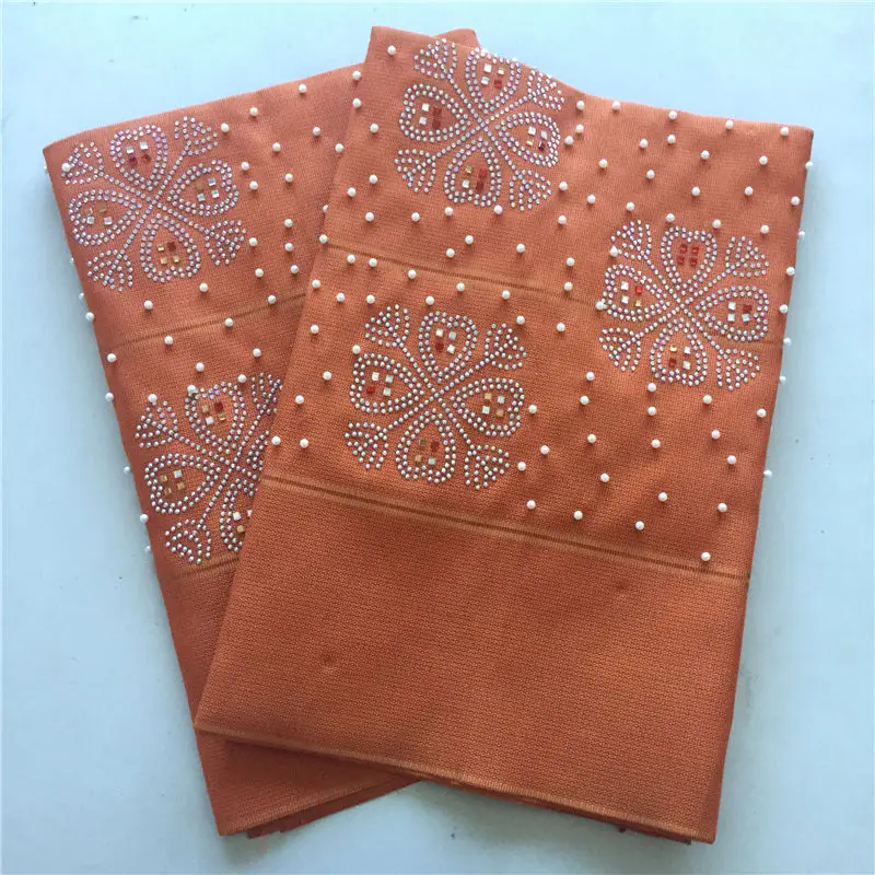Африканский головной убор Sego Gele & Ipele Aso Oke с бусинами однотонный и простой