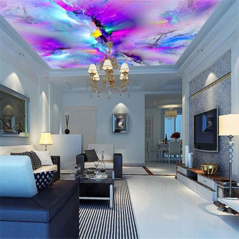 

beibehang Large custom wallpaper fantasy purple abstract clouds ceiling ceiling decoration home decoration