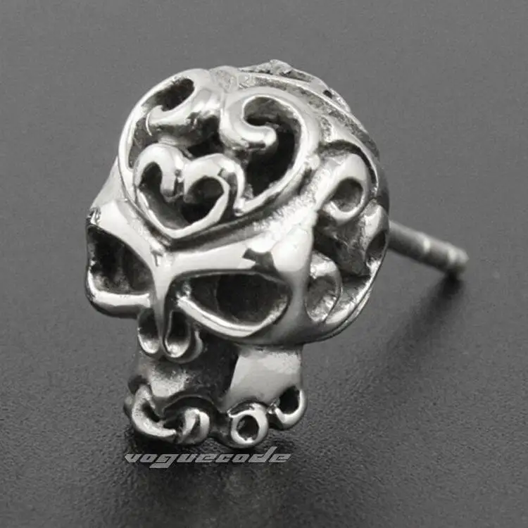 

316L Stainless Steel Skull Mens Stud earrings 2H012(1 Piece)