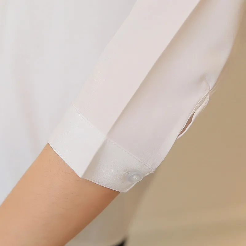 

Casual Loose Women Shirts 2019 Fashion V-neck Blouse Long Sleeve White Shirt Women Tops